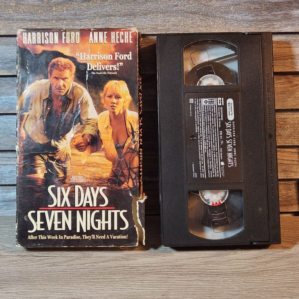 🖤 Six Days Seven Nights VHS Tape movie Harrison Ford Anne Heche